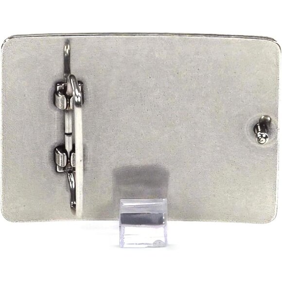 🆕Men's Antique Silver Metallic Imported Rectangle Chief Skull  Belt  Buckle - Picture 6 of 9